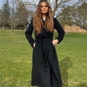 Elegant Black Long Coat Karl lagerfeld